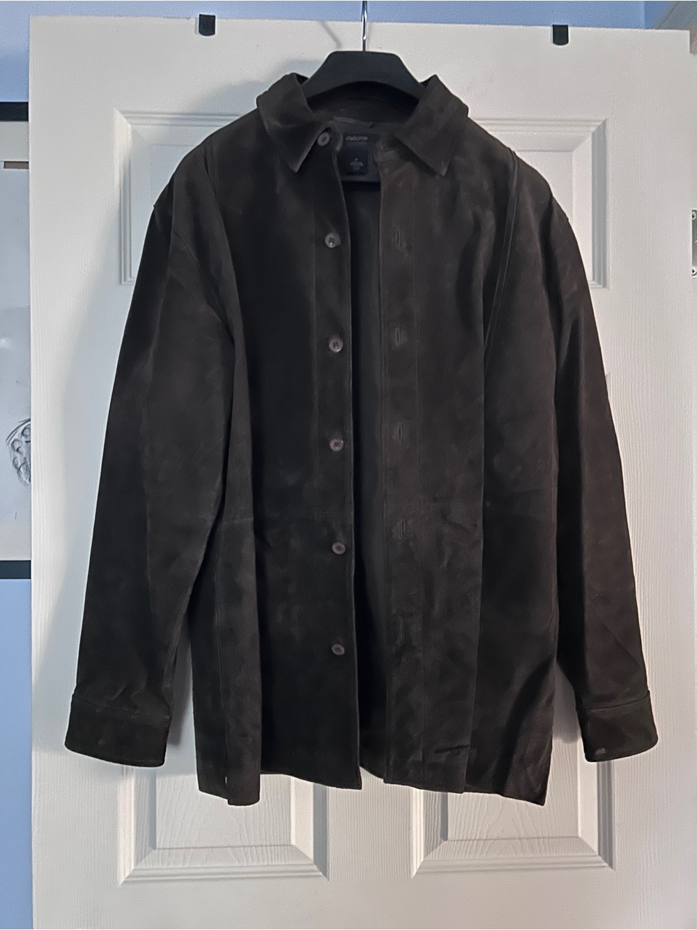 Claiborne Black Suede Button-Front Shirt Jacket